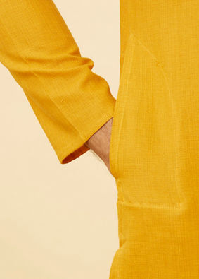 Mustard Yellow Classic Bandhgala Kurta image number 3